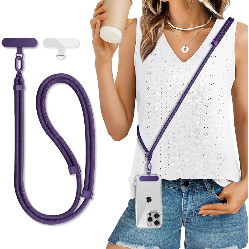 Phone Bag Crossbody - ユニバーサル調整可能な携帯電話用ランヤード、クロスボディネックレスストラップ、携帯電話ケース用ロングハンギングロープ、クリップ付き、紛失防止、耐久性と頑丈さを備えています