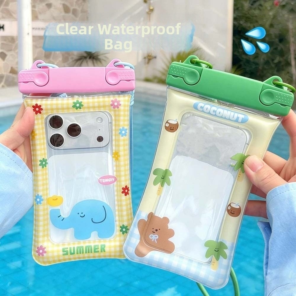 Phone Bag Crossbody - 調節可能なストラップ付き防水電話ポーチ軽量漫画動物プリントクロスボディドライバッグABSソリッドカラー