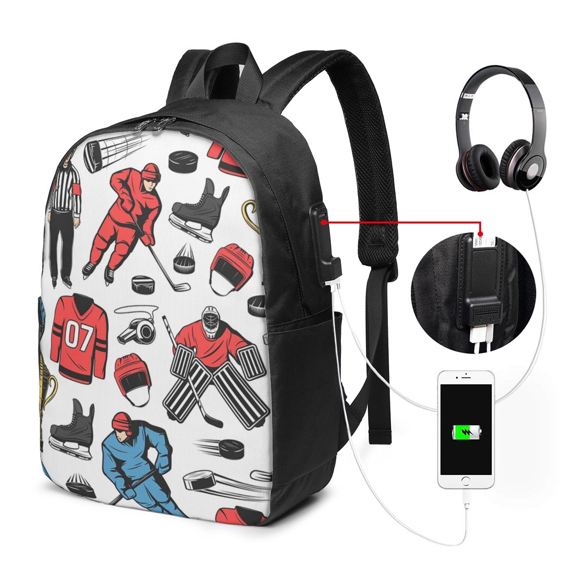 Women Bags For Women - アイスホッケー選手オンリンクバックパック旅行ノートブックバッグコンピュータ大学生スクールバッグラップトップショルダーバッグ男性女性用