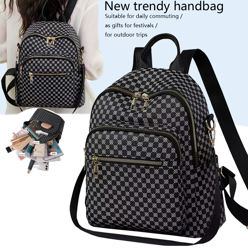 Women'S Bags Going Out - シックなヴィンテージ風幾何学模様PUバックパック、トップキャリーハンドル付き、ストリートスタイル、週末のアウトドア、外出用のポータブルリュックサック