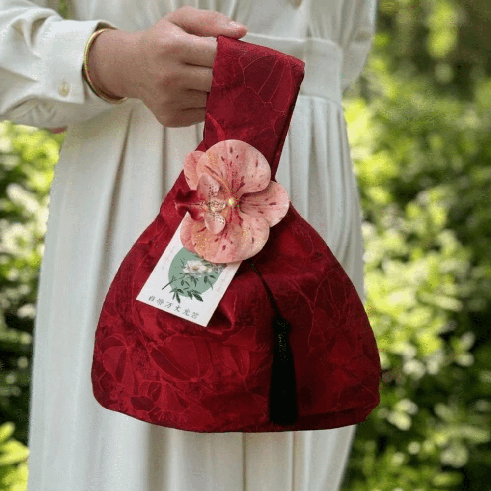 Women'S Bags New Look - ポータブルで軽量な新中華風ハンドバッグ、柔らかな質感、エレガントな外観のギフトバッグ、多機能タッセル結びリストバッグ