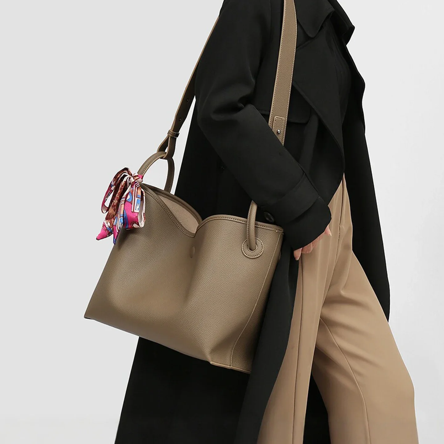 Women Bags Leather - ライトラグジュアリー ハイエンド レディース トートバッグ PUレザー ソリッドカラー