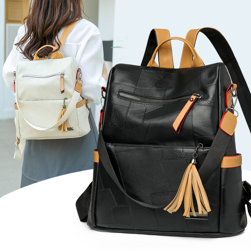 Women Bags For Office Use - ヴィンテージ Pu レザー女性バックパック大容量盗難防止トラベルバッグファッションカジュアルリュックサック女子学校オフィス日常使用