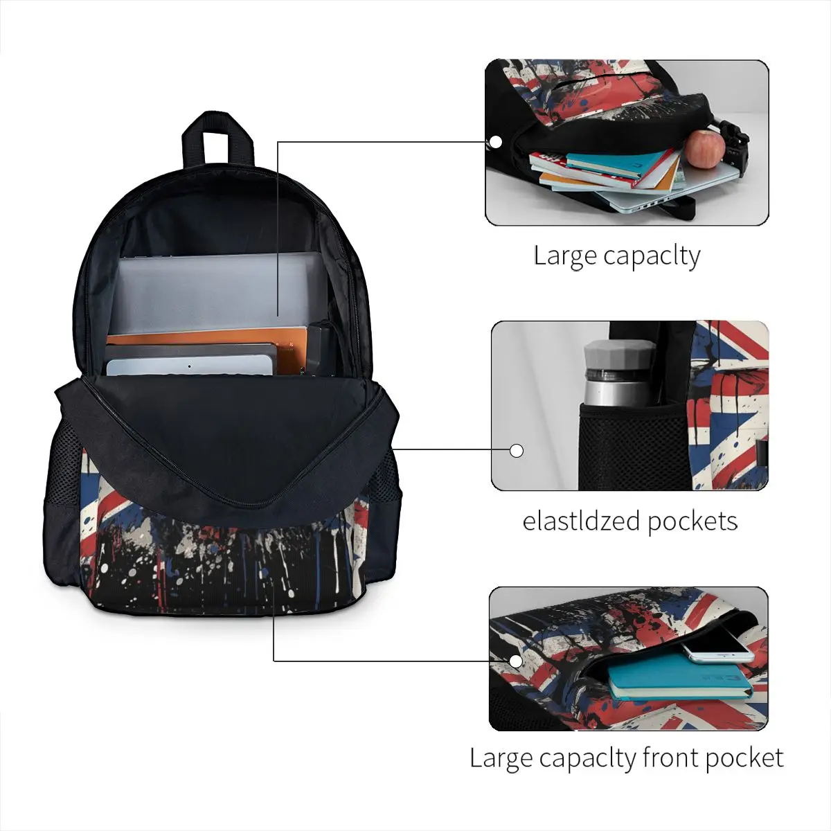 イギリスのユニオンジャック旗柄 学生用バックパック スクール - Women Bags In Uk のレビューと価格