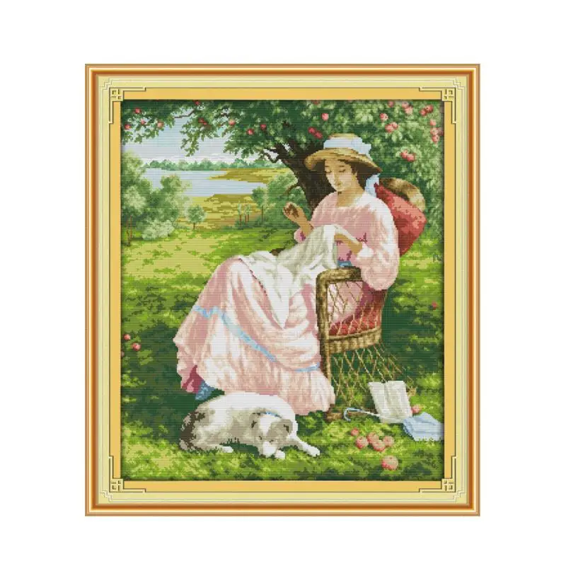 リンゴの木の下の女性クロスステッチキット人 18ct 14c - Women Bags Under 100 のレビューと価格