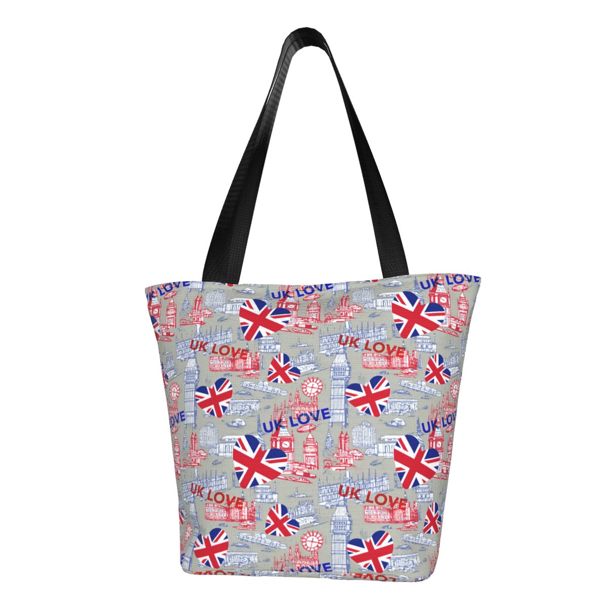 英国のカスタム旗愛食料品ショッピングトートバッグ女性面白いキ - Women Bags In Uk のレビューと価格