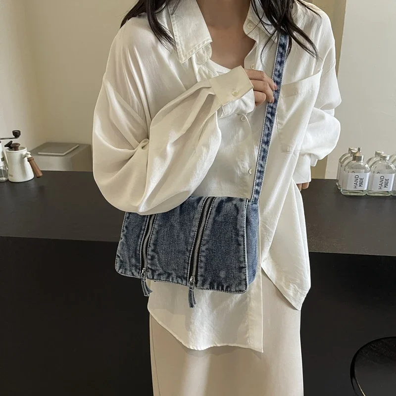 ソリッドジッパーデニム多用途ショルダーバッグ2026新作レジ - Women'S Bags New Look のレビューと価格