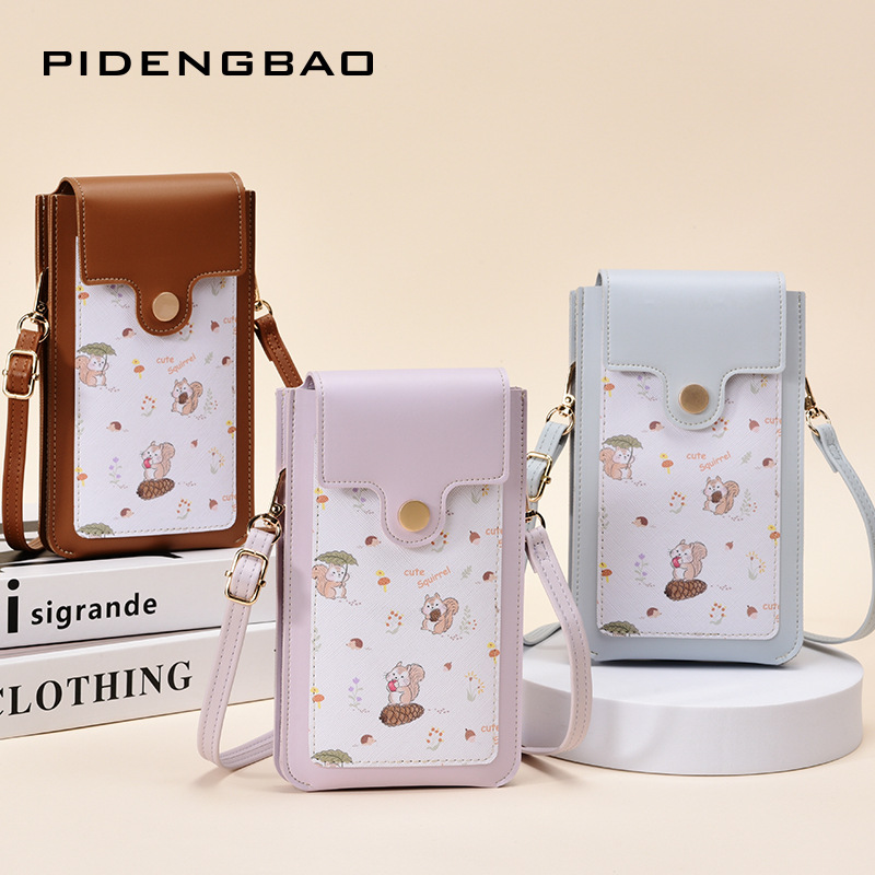 新しいかわいいリス柄タッチスクリーン女性クロスボディ電話バッ - Women Bags Leather のレビューと価格