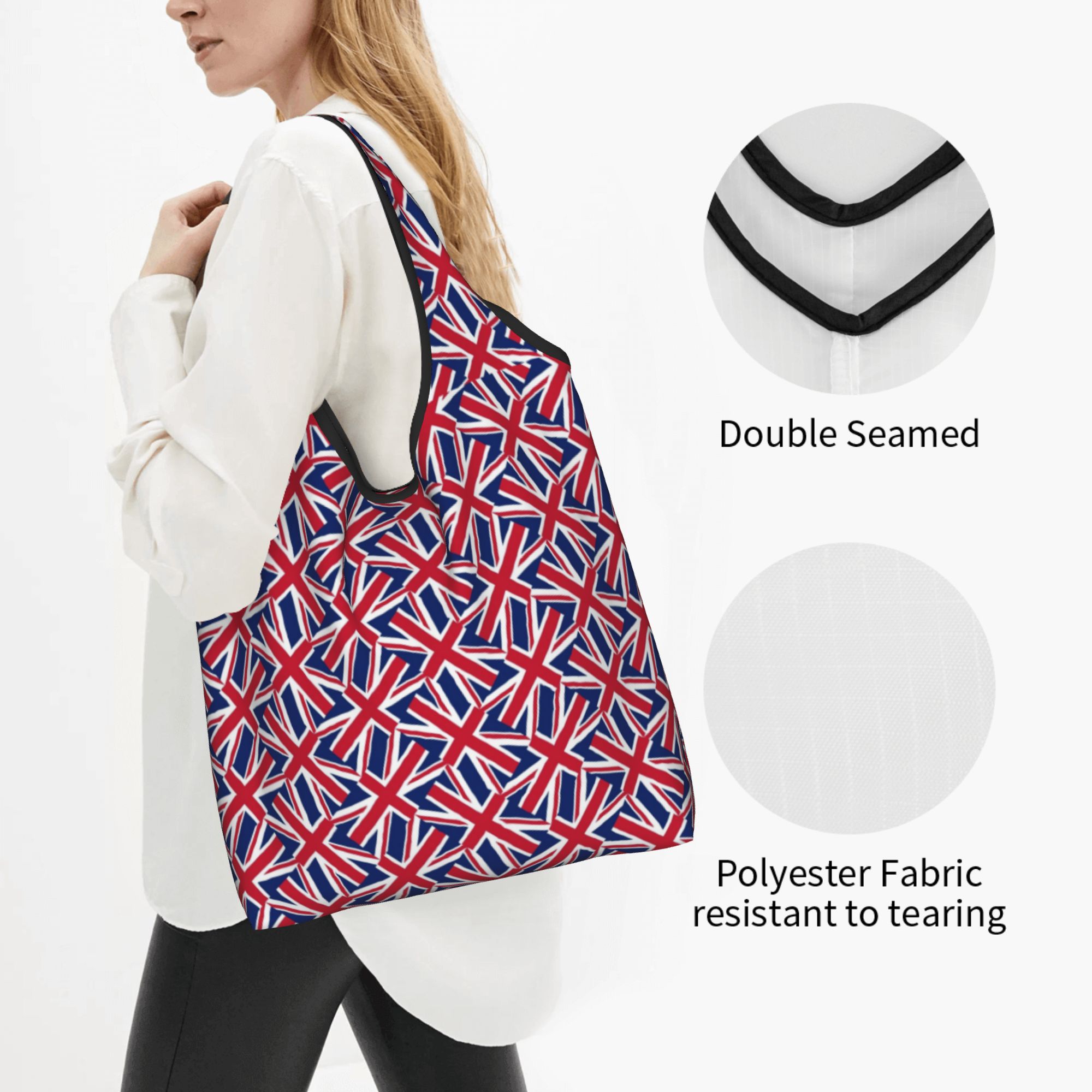 リサイクル英国国旗ショッピングバッグ女性用トートバッグポータ - Women Bags In Uk のレビューと価格