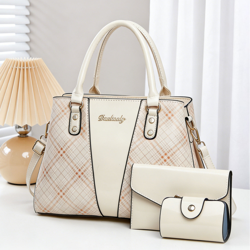 3ピースプリント柄パテントレザー女性用バッグセット、高級PU - Women Bags Leather のレビューと価格