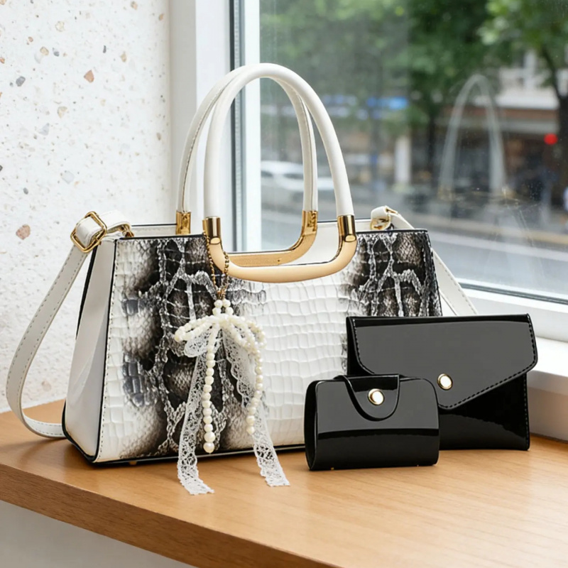 レディースハンドバッグセット、クロコダイル柄イブニングクラッ - Women Bags Leather のレビューと価格